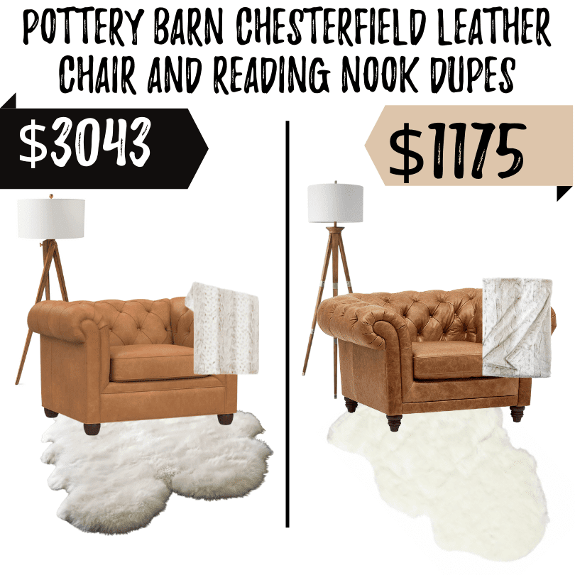 pottery barn chesterfield leather chair dupe