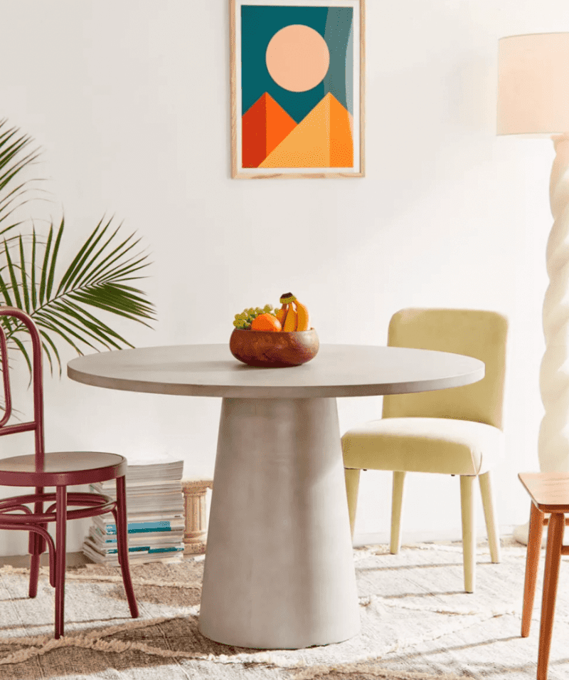 8 Chic Round Concrete Dining Tables for Indoor or Outdoor