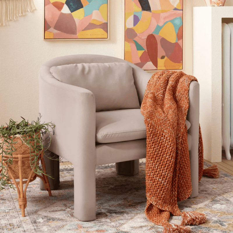 Look For Less: Crate & Barrel Sculpt Velvet Accent Chair