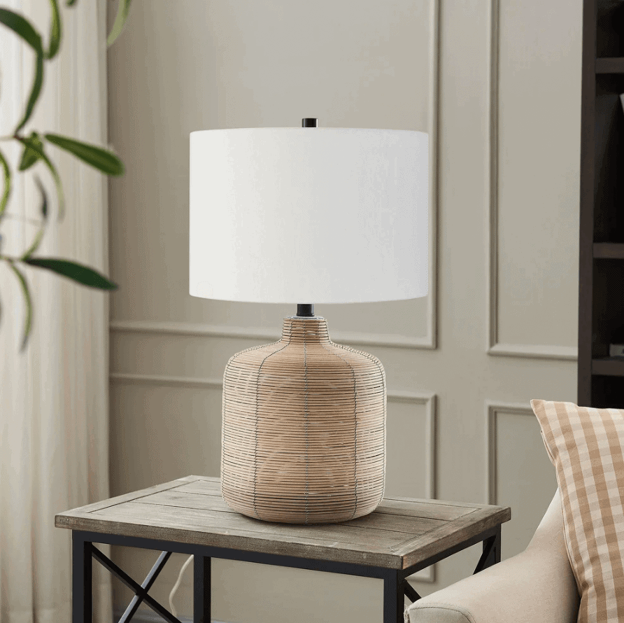 pottery barn rattan lamps