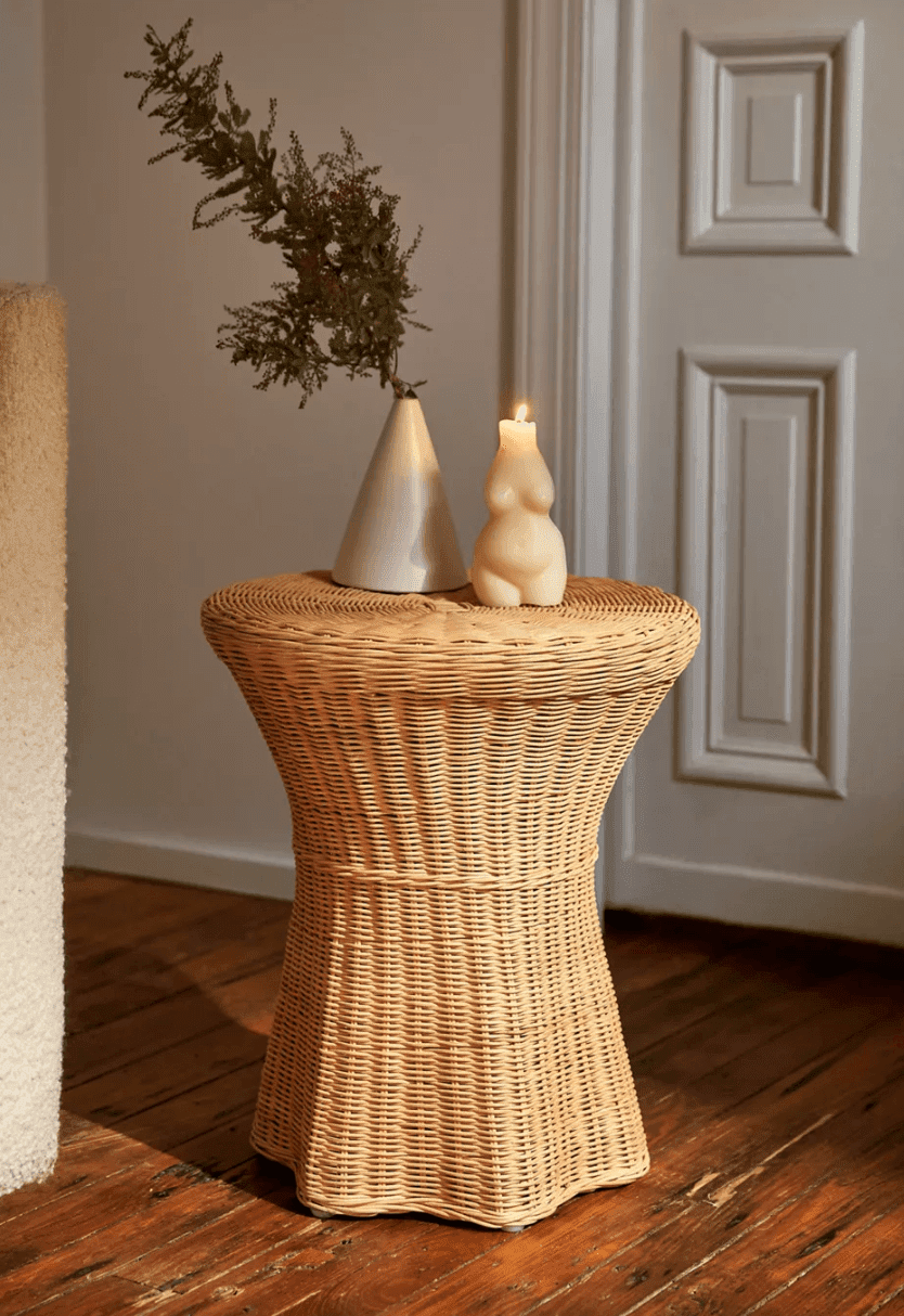 rattan side table