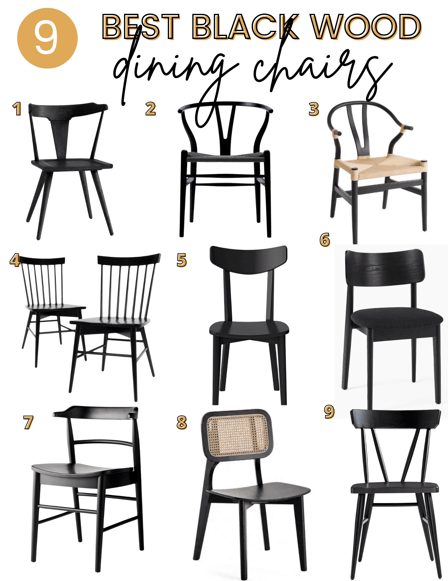 black wood dining chairs