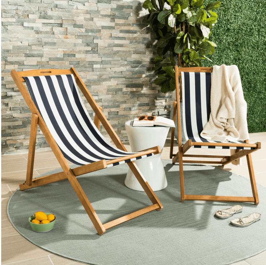 serena and lily teak sling chair dupe