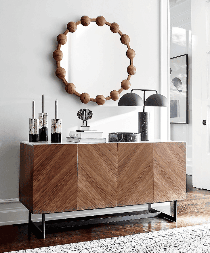 west elm walnut and marble sideboard