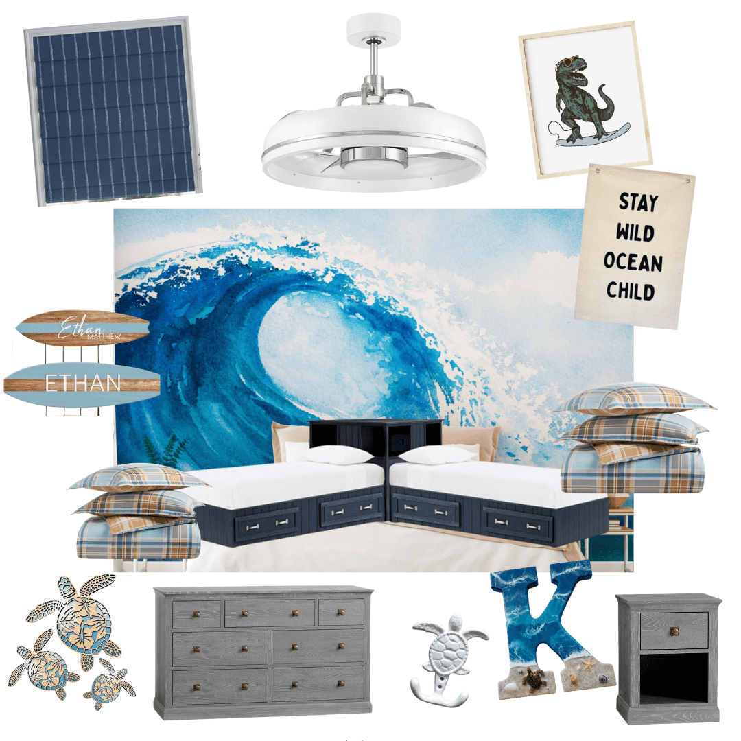 ocean surf themed bedrooom