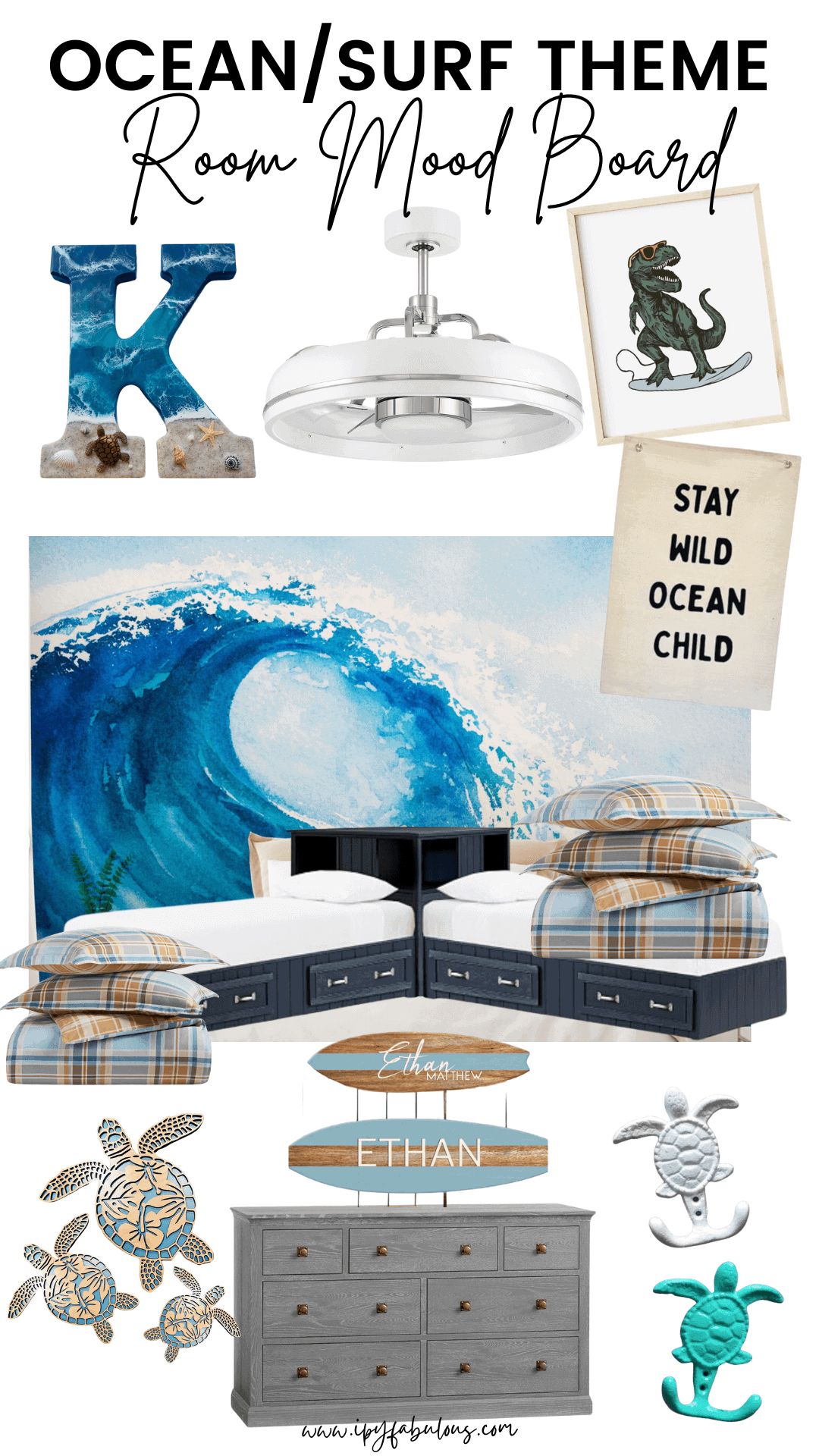 ocean and surf themed bedroom