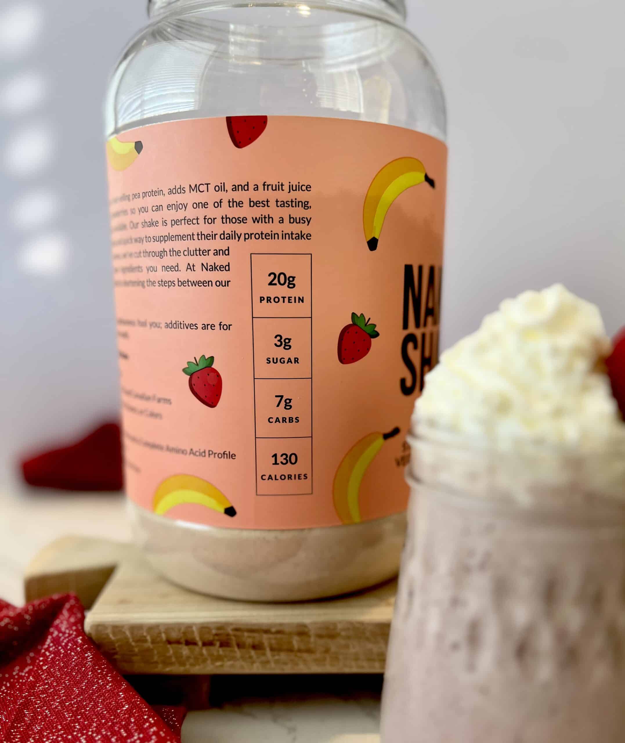 naked shake strawberry banana protein powder