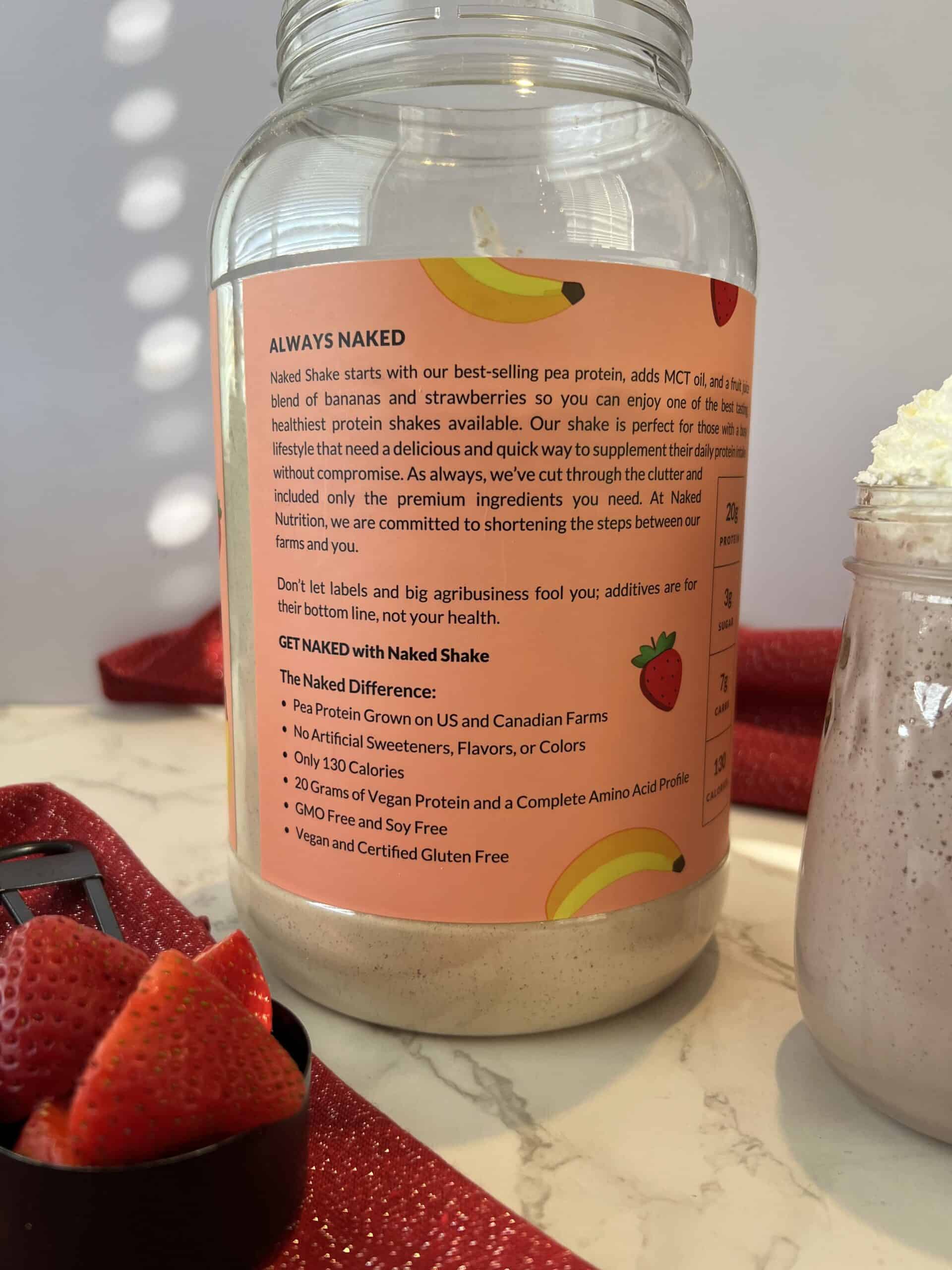 naked shake strawberry banana protein powder