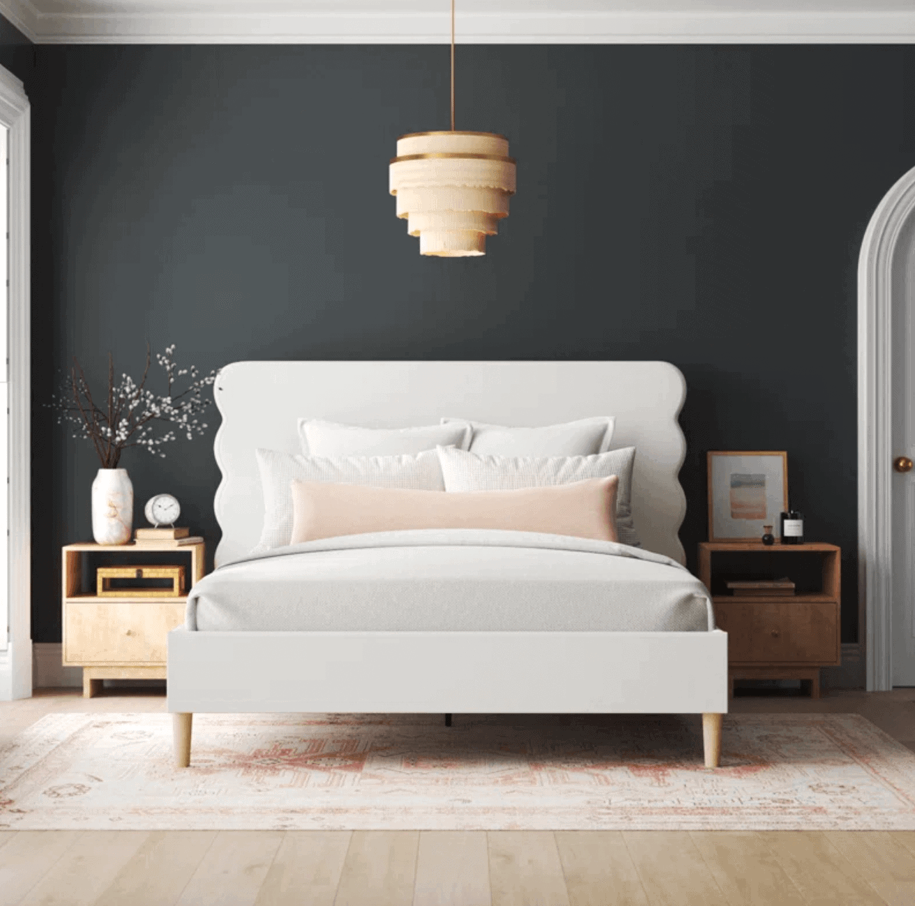 upholstered scalloped bed