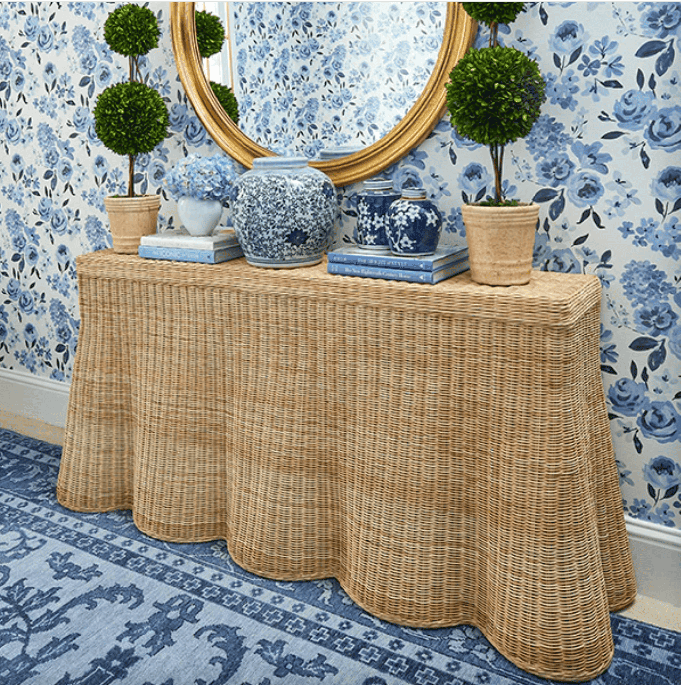 skirted scalloped console 
