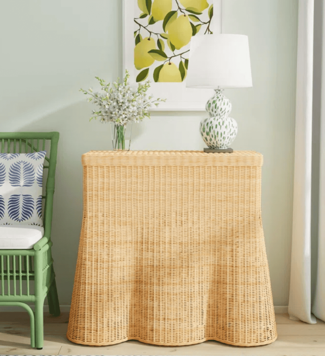skirted scalloped console