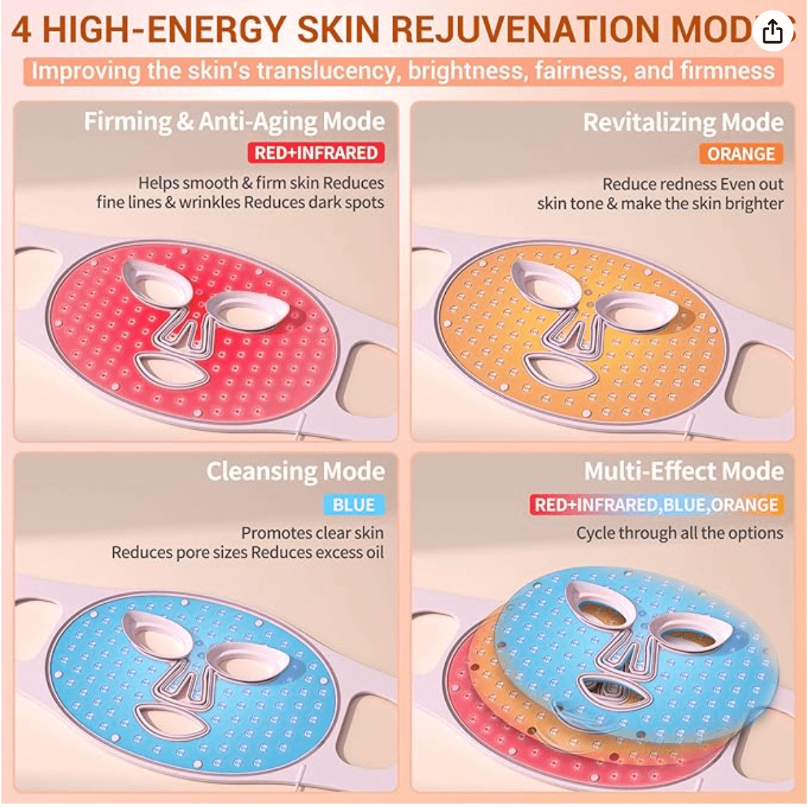 nvboty red light face mask